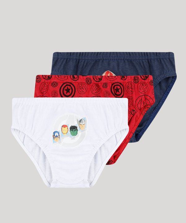 Kit de 3 Cuecas Infantis Slip Os Vingadores Multicor 12