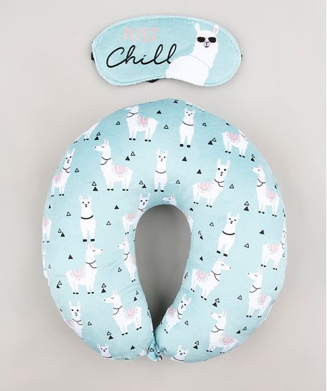 Kit-de-Apoio-de-Pescoco-Estampado-Lhama---Tapa-Olho--Just-Chill--Verde-Claro-9751207-Verde_Claro_1