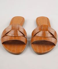 Rasteira-Feminina-Oneself-Texturizada-Croco-com-Tiras-Cruzadas-Caramelo-9683135-Caramelo_4