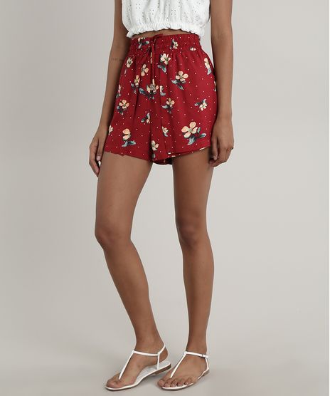 Short-Feminino-Running-Estampado-Floral-com-Sobreposicao-Vinho-9697586-Vinho_1