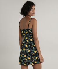 Vestido-Feminino-Curto-Estampado-de-Abacaxi-Alca-Fina-Preto-9706294-Preto_2