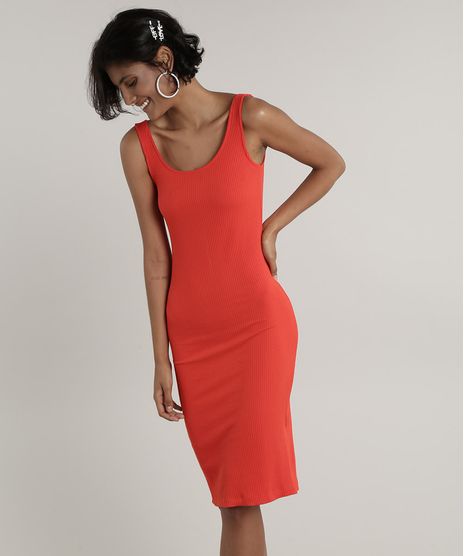 Vestido-Feminino-Midi-Canelado-com-Fenda-Alca-Media-Laranja-9445876-Laranja_1