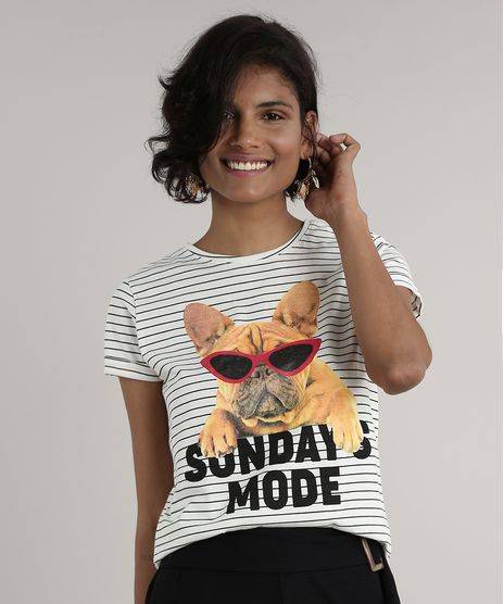 Blusa-Feminina-Listrada--Sundays-Mode--Cachorro-Manga-Curta-Decote-Redondo-Off-White-9656269-Off_White_1
