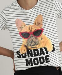 Blusa-Feminina-Listrada--Sundays-Mode--Cachorro-Manga-Curta-Decote-Redondo-Off-White-9656269-Off_White_4