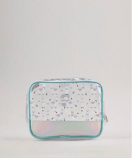 Necessaire-Feminina-Transparente-com-Lhamas-e-Recorte-Holografico-Verde-Claro-9752853-Verde_Claro_1