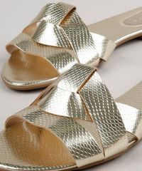 Rasteira-Feminina-Oneself-Metalizada-com-Textura-de-Cobra--Dourado-9683134-Dourado_2