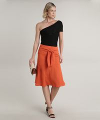 Saia-Feminina-Midi-com-Faixa-para-Amarrar-Laranja-9649863-Laranja_3