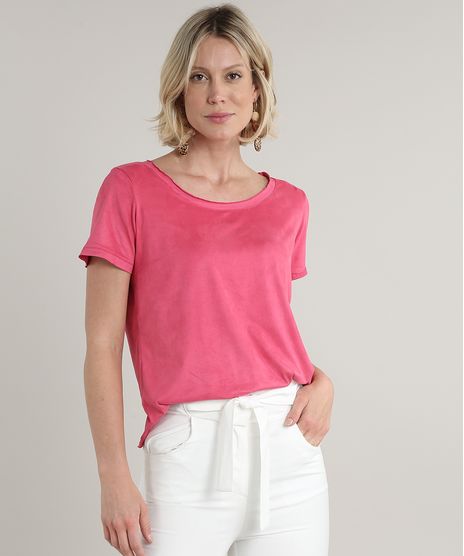 Blusa-Feminina-em-Suede-Manga-Curta-Decote-Redondo-Pink-9513947-Pink_1
