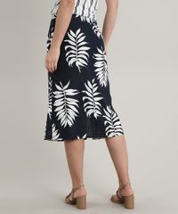 Saia-Feminina-Midi-Estampada-de-Folhagem-em-Linho-com-Fendas-Azul-Marinho-9637722-Azul_Marinho_2