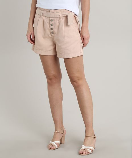 Short-de-Sarja-Feminino-Clochard-com-Faixa-para-Amarrar-Rose-9756599-Rose_1