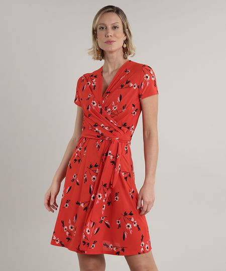 Vestido-Feminino-Curto-Transpassado-Estampado-Floral-Manga-Curta-Vermelho-9693044-Vermelho_1