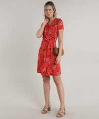 Vestido-Feminino-Curto-Transpassado-Estampado-Floral-Manga-Curta-Vermelho-9693044-Vermelho_3
