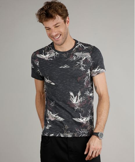 Camiseta-Masculina-Slim-Fit-Estampada-de-Passaros-Manga-Curta-Gola-Careca-Chumbo-9635137-Chumbo_1