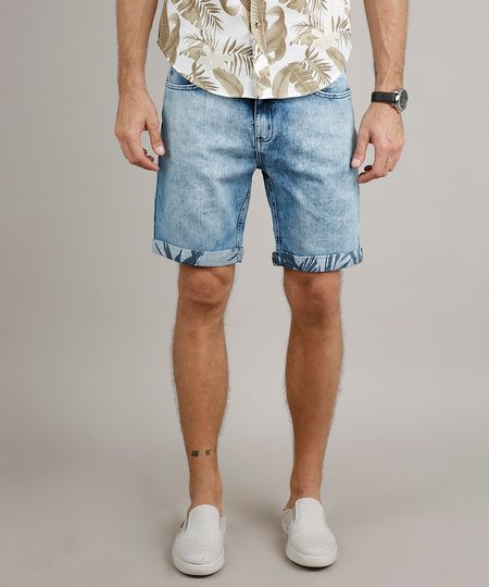 bermuda jeans estampada masculina