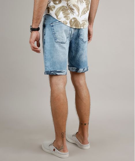 bermuda jeans estampada masculina