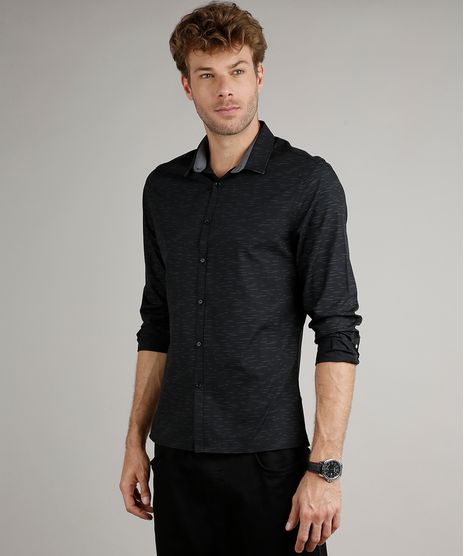 Camisa-Masculina-Slim-Fit-Estampada-Manga-Longa-Preto-9516955-Preto_1