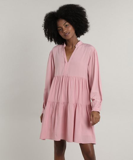 Vestido-Feminino-Mindset-Curto-Amplo-com-Recortes-Manga-Longa-Rose-9818119-Rose_1