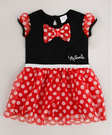 Vestido-Infantil-Minnie-com-Tule-Estampado-Manga-Curta-Preto-9268909-Preto_1_1