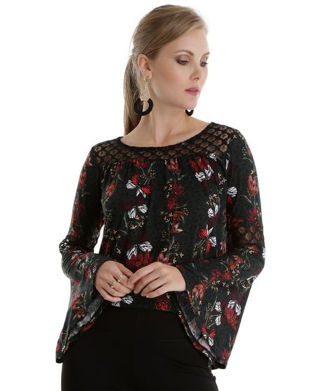 Blusa-Estampada-de-Borboletas-Verde-Escuro-8547524-Verde_Escuro_1