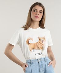 T-Shirt-Feminina-Mindset-Cachorro-Corgi-Manga-Curta-Decote-Redondo-Off-White-9818421-Off_White_1