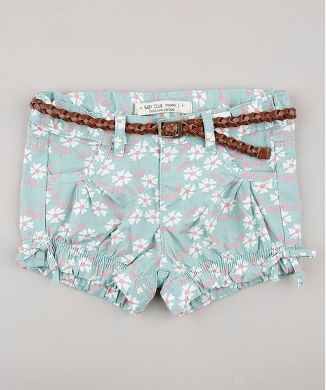 Short-Infantil-Estampado-Floral-com-Cinto-Verde-Claro-9567757-Verde_Claro_1