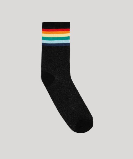 Meia-Feminina-Cano-Alto-Arco-Iris-Preta-9722282-Preto_1