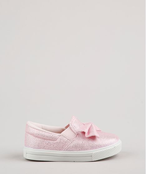 tenis rosa com laço