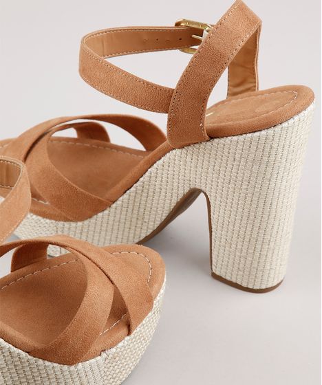 sandália vizzano plataforma com palha marrom