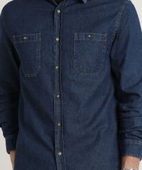 Camisa-Jeans-Masculina-Tradicional-com-Bolsos-Manga-Longa-Azul-Escuro-9588238-Azul_Escuro_4