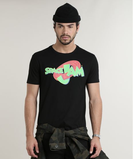 Camiseta-Masculina-Space-Jam-Manga-Curta-Gola-Careca-Preta-9759813-Preto_1