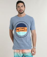 Camiseta-Masculina--Tropical-Paradise--Manga-Curta-Gola-Careca-Azul-9739290-Azul_1