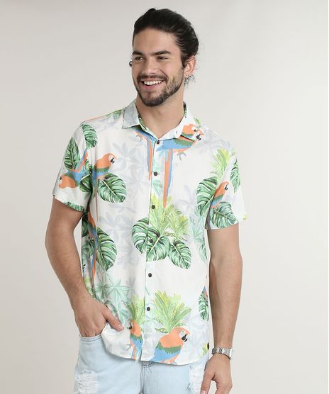 Camisa-Masculina-Tradicional-Estampada-de-Arara-Manga-Curta-Off-White-9734602-Off_White_1