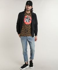 Camiseta-Masculina-Looney-Tunes-Estampada-Animal-Print-Manga-Curta-Gola-Careca-Caramelo-9759809-Caramelo_3
