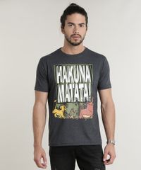 Camiseta-Masculina-O-Rei-Leao--Hakuna-Matata--Manga-Curta-Gola-Careca-Cinza-Mescla-Escuro-9778073-Cinza_Mescla_Escuro_1