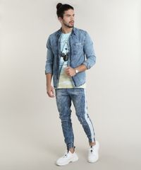 Camisa-Jeans-Masculina-Tradicional-com-Bolso-Manga-Longa-Azul-Medio-9588237-Azul_Medio_3
