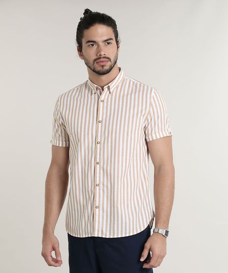 Camisa-Masculina-Comfort-Fit-Listrada-Manga-Curta-Caramelo-9523399-Caramelo_1 Camisa-Masculina-Comfort-Fit-Listrada-Manga-Curta-Caramelo-9523399-Caramelo_1