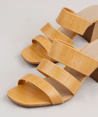 Tamanco-Feminino-Oneself-Salto-Quadrado-Texturizado-Croco-Mostarda-9805960-Mostarda_2