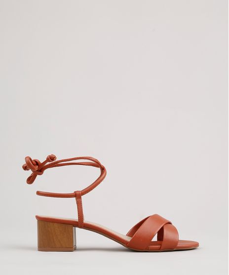 Sandalia-Feminina-Oneself-Salto-Medio-com-Amarracao-Marrom-9812193-Marrom_1