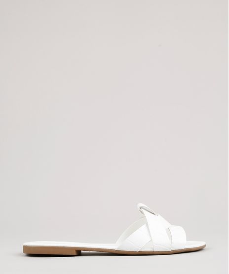 Rasteira-Feminina-Oneself-Texturizada-Croco-com-Tiras-Transpassadas-Branca-9683138-Branco_1