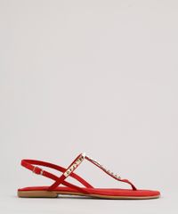 Rasteira-Feminina-Oneself-em-Suede-com-Tachas-Vermelha-9682542-Vermelho_1