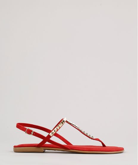 Rasteira-Feminina-Oneself-em-Suede-com-Tachas-Vermelha-9682542-Vermelho_1
