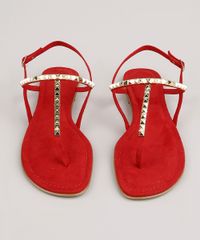 Rasteira-Feminina-Oneself-em-Suede-com-Tachas-Vermelha-9682542-Vermelho_4