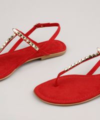 Rasteira-Feminina-Oneself-em-Suede-com-Tachas-Vermelha-9682542-Vermelho_5