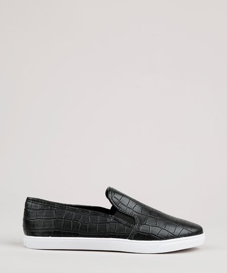 Tenis-Slip-On-Feminino-Via-Uno-Texturizado-Croco--Preto-9815399-Preto_1