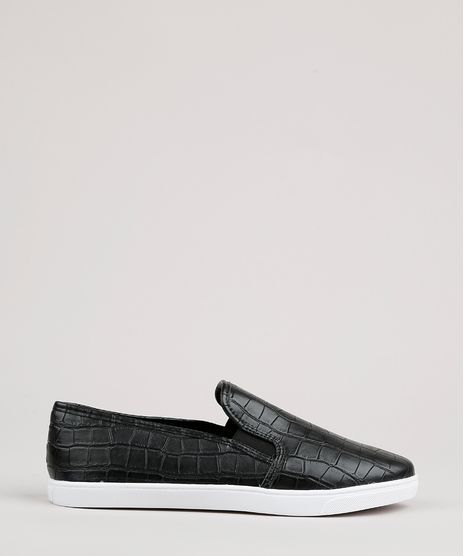 Tenis-Slip-On-Feminino-Via-Uno-Texturizado-Croco--Preto-9815399-Preto_1
