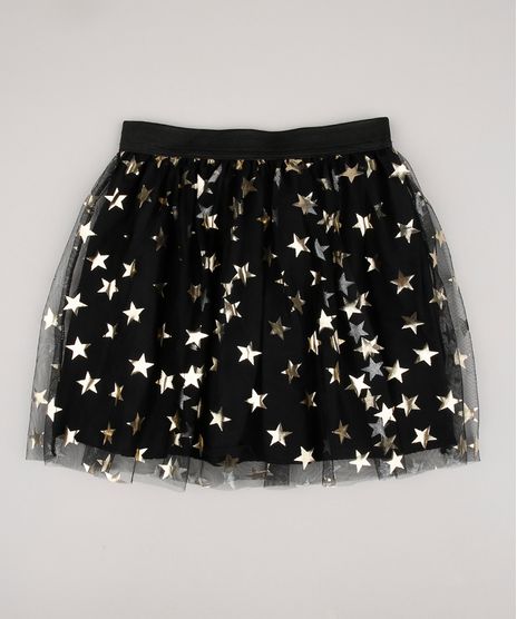 Saia-Infantil-em-Tule-Estampada-de-Estrelas-Preta-9709209-Preto_1