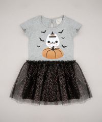 Vestido-Infantil-Halloween-Gatinho-com-Tule-Sem-Manga-Cinza-Mescla-9708692-Cinza_Mescla_1