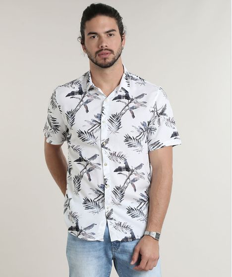 camisa aberta estampada