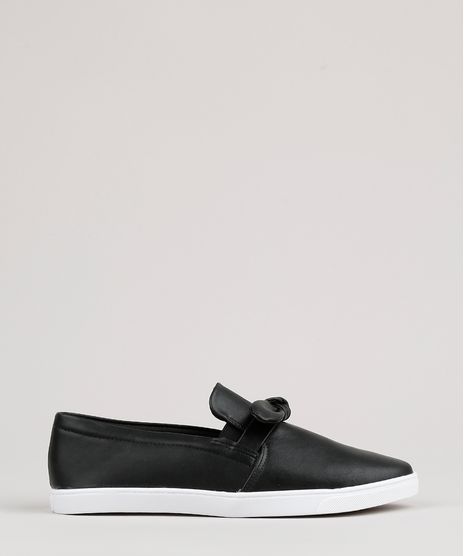 Tenis-Slip-On-Feminino-Via-Uno-com-Laco-Preto-9814908-Preto_1