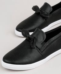 Tenis-Slip-On-Feminino-Via-Uno-com-Laco-Preto-9814908-Preto_2